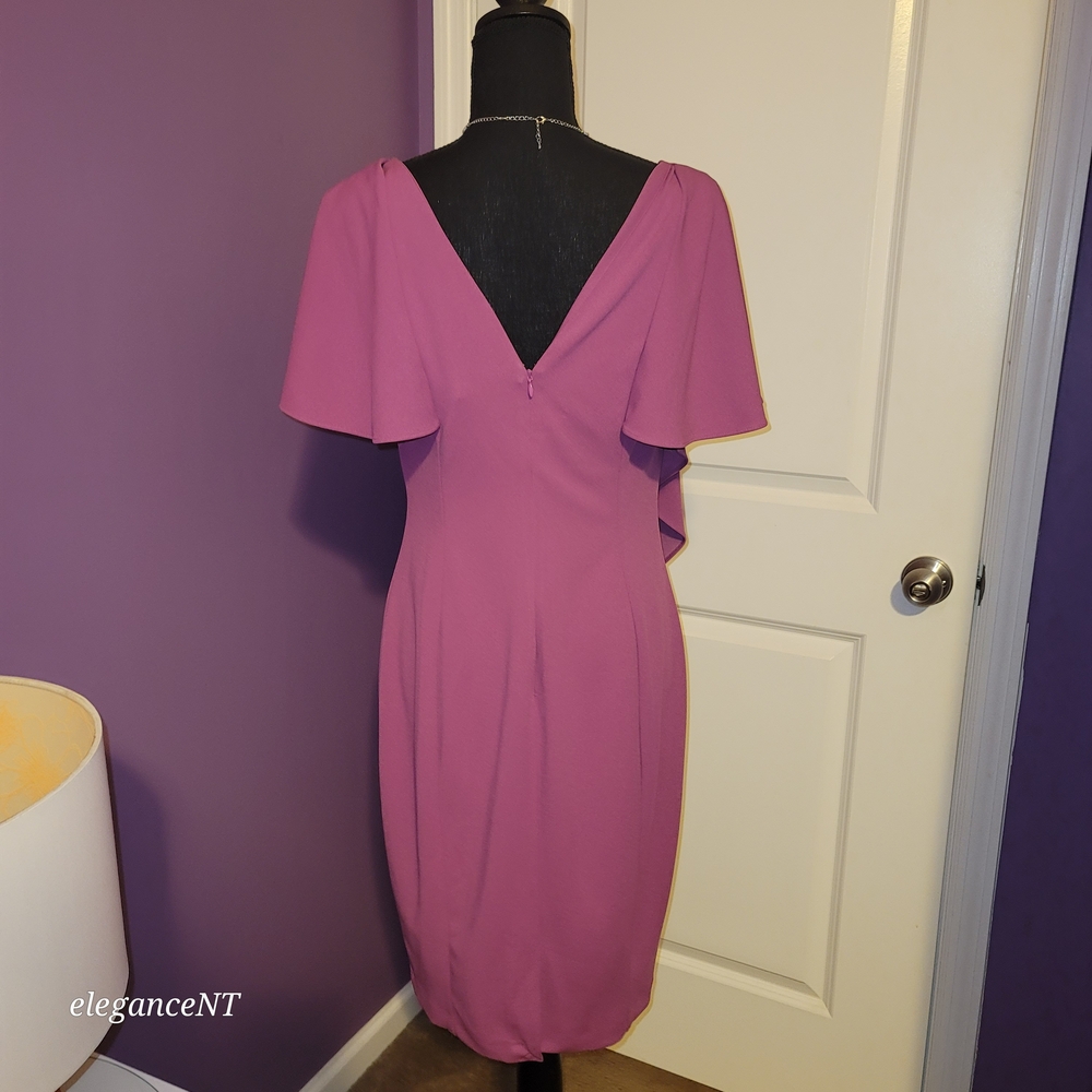 Lane Bryant Magenta Square-Neck Dress with Cascade Ruffle Sz: 10/12 NWT - Picture 4 of 8